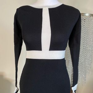 Long sleeve color block dress